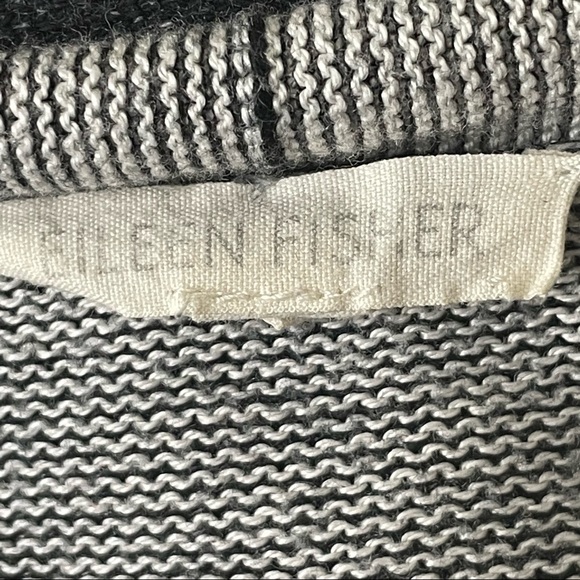 EILEEN FISHER BLACK WASHED HEATHERED OPEN FRONT CARDIGAN SWEATER SMALL - Picture 5 of 6